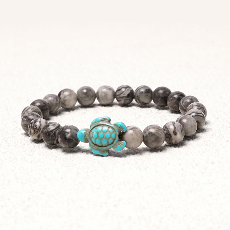 Karma Stone Natural Stone Sea Turtle Turquoise Blessing Bracelet