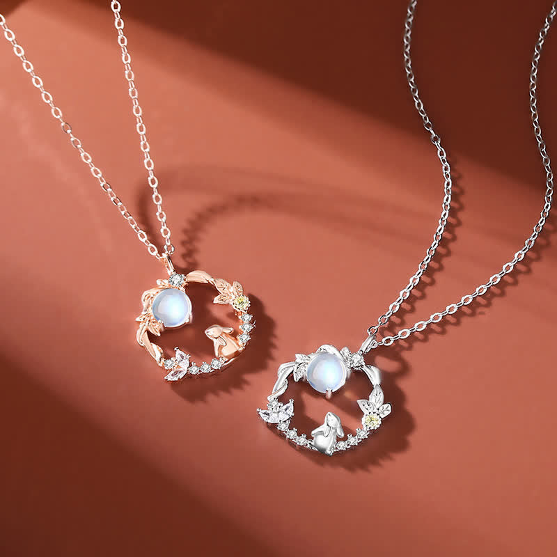 Karma Stone 925 Sterling Silver Moonstone Moon Flower Pattern Necklace Pendant Bracelet Earrings
