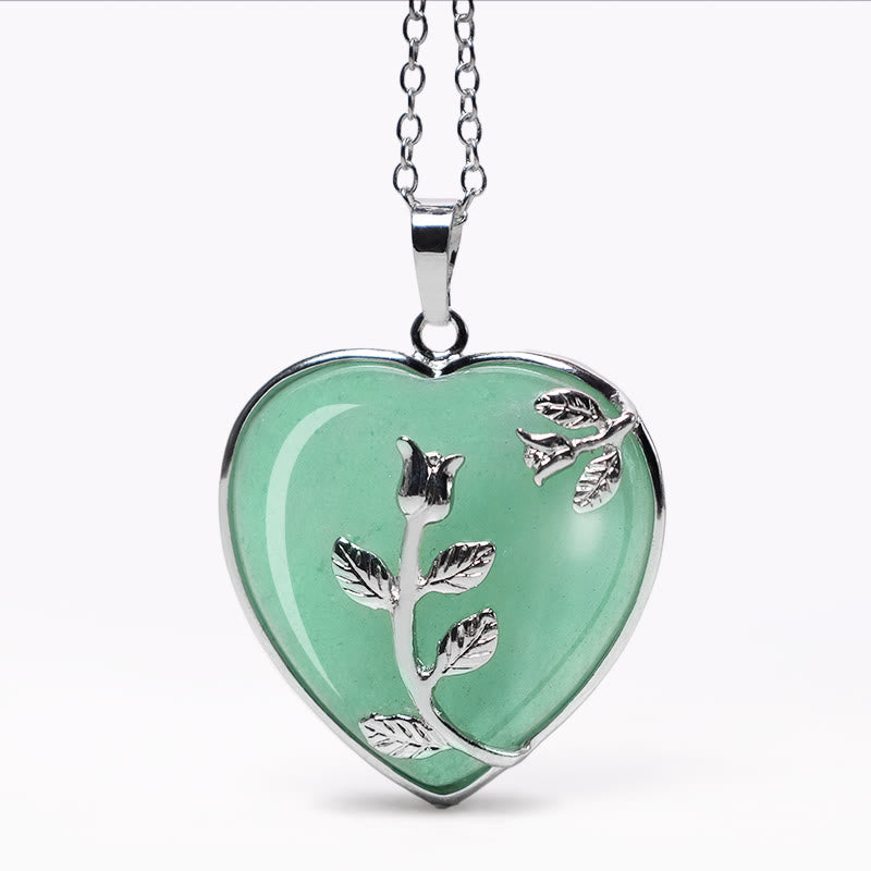 Karma Stone Natural Healing Crystals Heart Pendant Necklaces