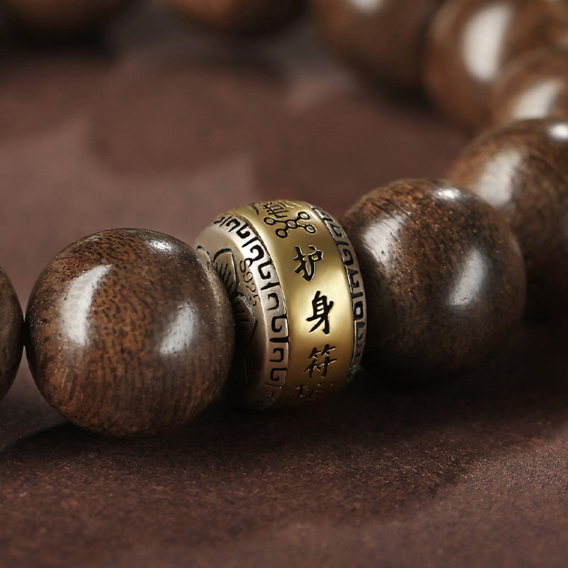 Karma Stone 925 Sterling Silver Brunei Agarwood PiXiu Jade Peace Strength Bracelet
