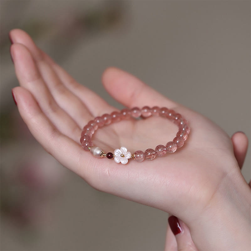 Karma Stone Strawberry Quartz Peach Blossom Love Bracelet
