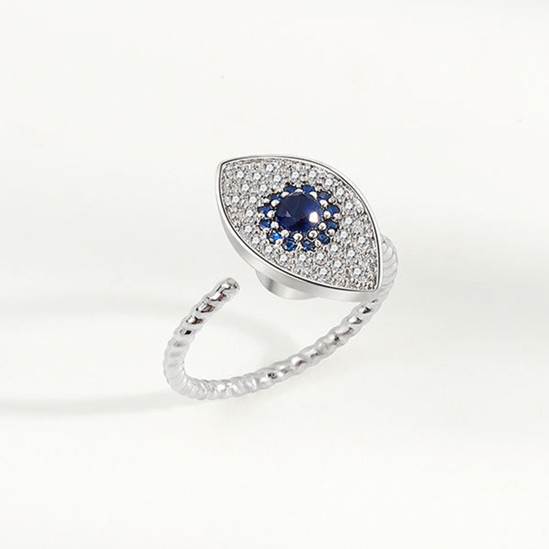 Karma Stone 925 Sterling Silver Evil Eye Protection Blessing Rotatable Ring