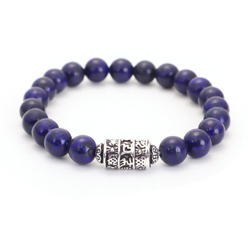 Karma Stone Natural Lazurite Pietersite Unakite Om Mani Padme Hum Bead Positive Bracelet
