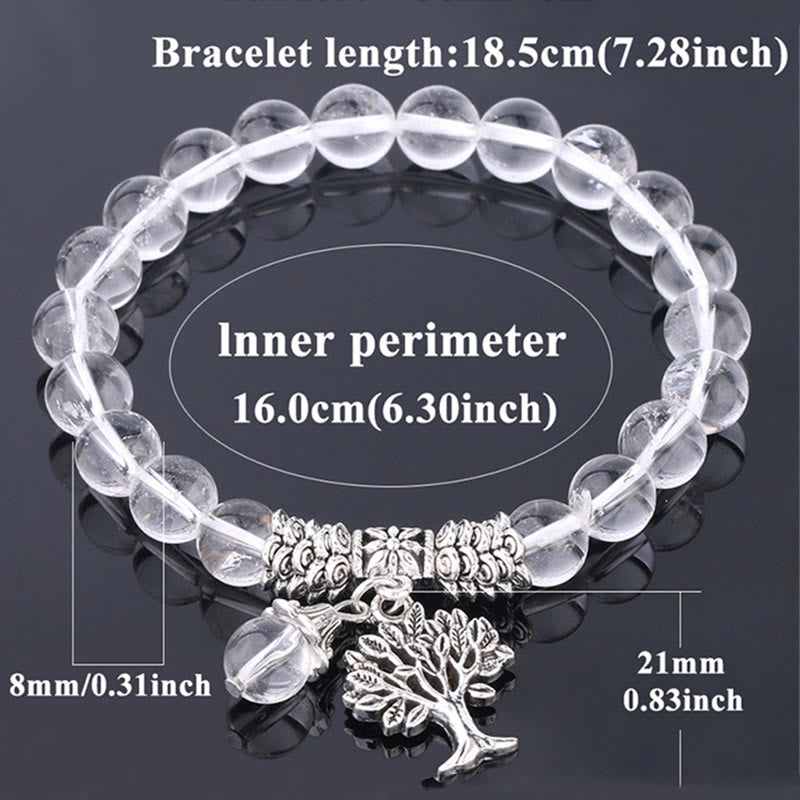 Karma Stone Natural Gemstone Tree of Life Lucky Charm Stretch Bracelet