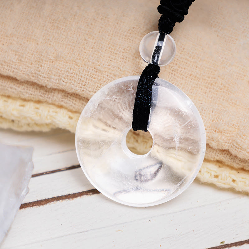 Karma Stone Lucky Coin Pendant Healing Crystal Gemstone Necklace