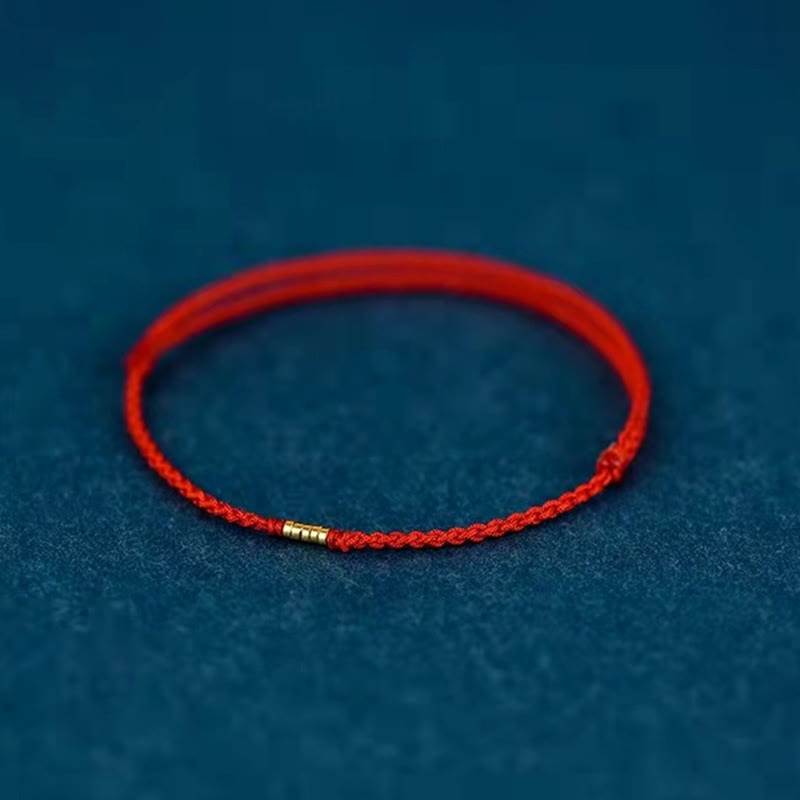 Karma Stone 925 Sterling Silver Lucky Golden Bead Braided String Bracelet Anklet