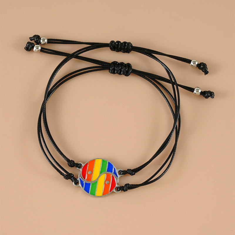 Karma Stone 2pcs Yin Yang Hematite Couple Bracelet