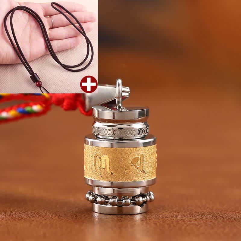 Karma Stone Tibet Om Mani Padme Hum Shurangama Mantra Titanium Steel Wisdom Amulet Necklace Pendant