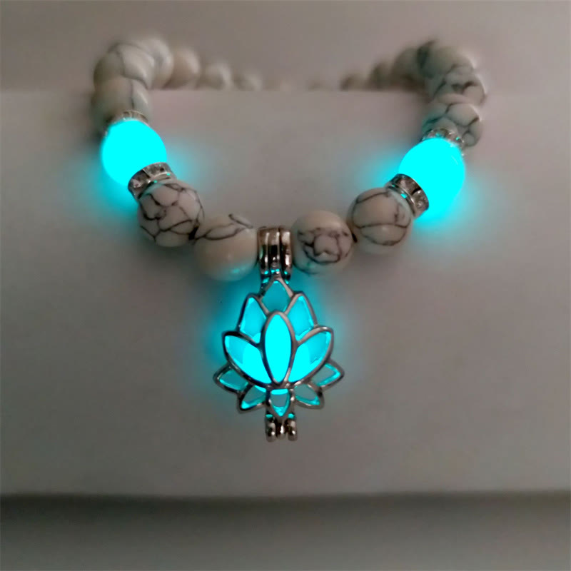 Karma Stone Tibetan Turquoise Glowstone Luminous Bead Lotus Protection Bracelet