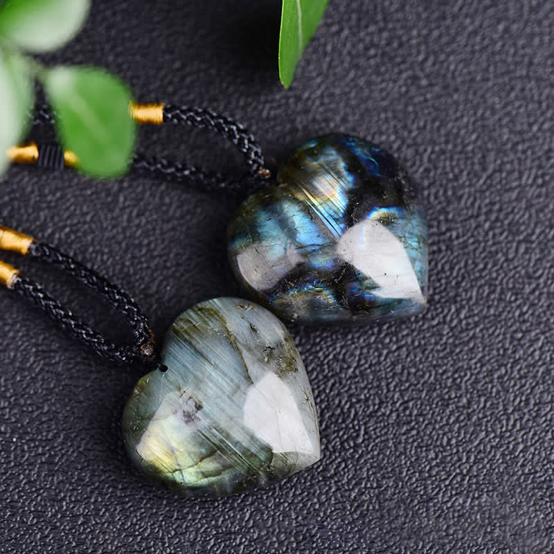 Karma Stone Labradorite Love Heart Support Necklace Pendant