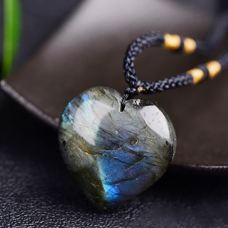 Karma Stone Labradorite Love Heart Support Necklace Pendant