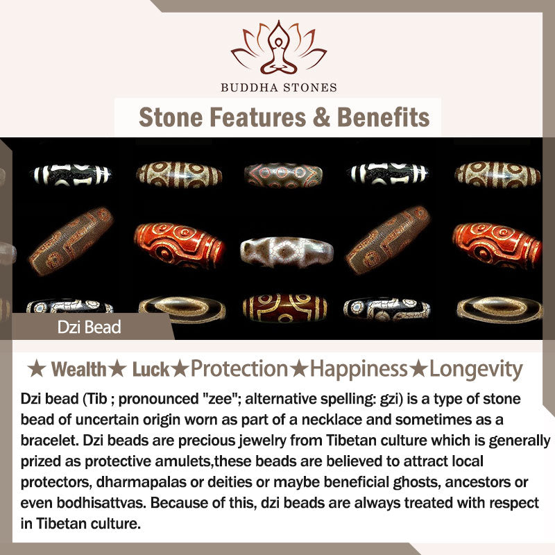 Karma Stone 108 Mala Beads Bodhi Seed Dzi Bead Keep Away Evil Spirits Bracelet