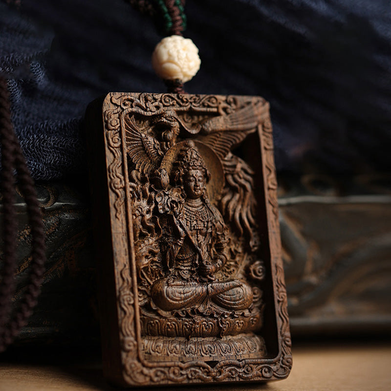 Karma Stone Chinese Zodiac Natal Buddha Brunei Agarwood PiXiu Dragon Peace Necklace Pendant