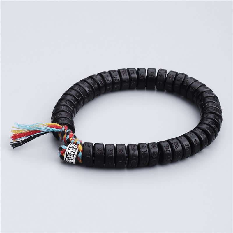 Karma Stone Tibetan coconut shell beads engraved with Om Mani Padme Hum Mantra happiness protection bracelets