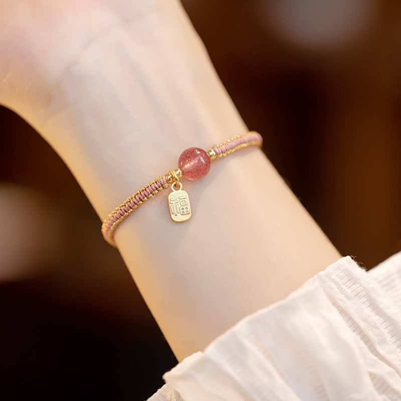 Karma Stone Red Agate Jade Lotus Confidence Calm String Bracelet