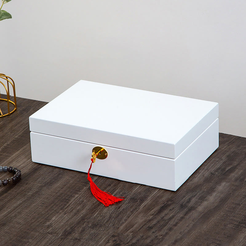 Karma Stone Vintage Wooden Jewelry Box Two-Layer Solid Wood Jewelry Storage Box