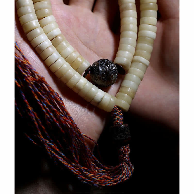 Karma Stone Tibetan 108 Mala Beads Yak Bone Balance Strength Mala Bracelet