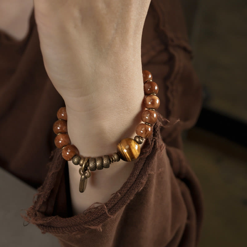 Karma Stone Kuka Seed Tiger Eye Gold Sheen Obsidian Copper Wealth Luck Bracelet