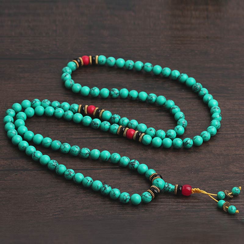 Karma Stone Tibetan Turquoise Healing Women's Prayer Bead Bracelet Men's Prayer Bead Bracelet Necklace