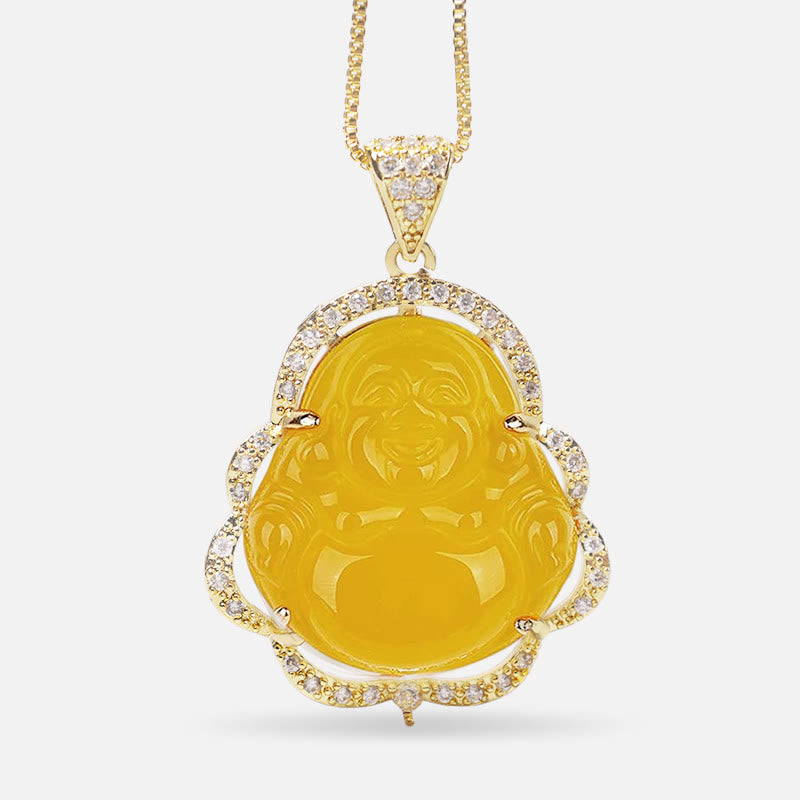 Karma Stone Good Luck Laughing Buddha Necklace