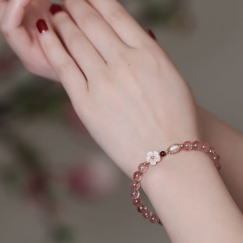 Karma Stone Strawberry Quartz Peach Blossom Love Bracelet