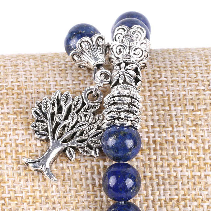 Karma Stone Natural Gemstone Tree of Life Lucky Charm Stretch Bracelet