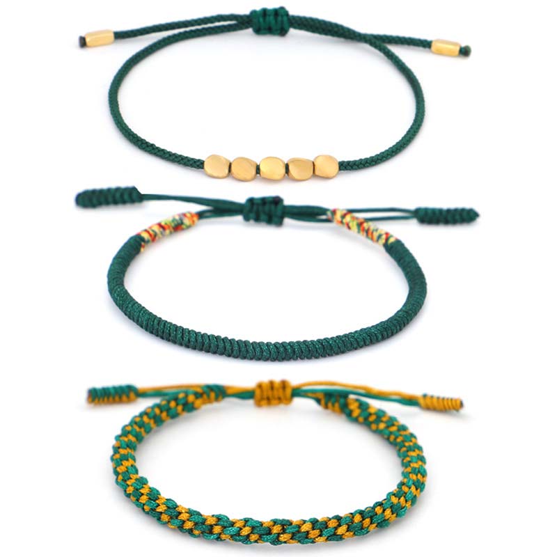 Karma Stone 3-Piece Tibetan Copper Bead Healing and Protection Bracelets Set