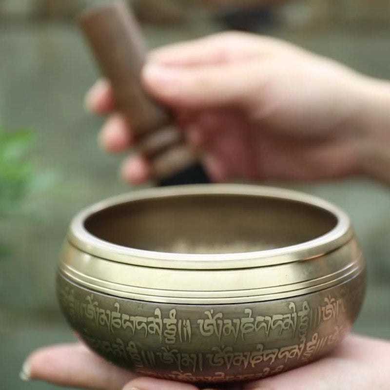 Karma Stone Tibetan Sound Bowl Handcrafted for Focus and Meditation Peaceful Happiness Singing Bowl Set