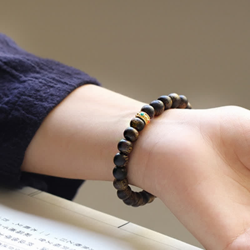 Karma Stone Vietnam Qinan Agarwood Turquoise Balance Strength Bracelet