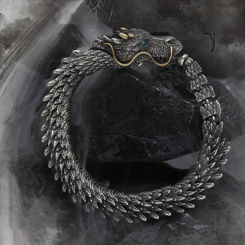 Karma Stone Nordic Dragon Handmade Amulet Luck Protection Chain Bracelet