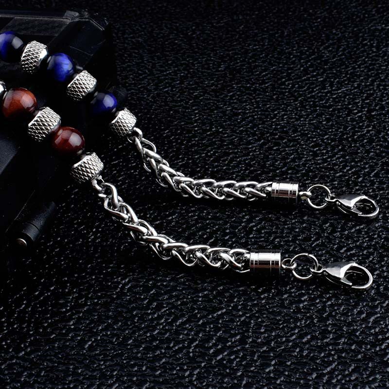 Karma Stone Black Onyx Tiger Eye Bead Courage Bracelet