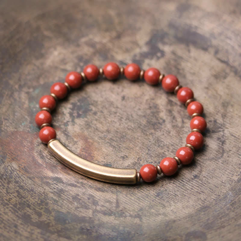 Karma Stone Red Jasper Moss Agate Black Obsidian Crystal Copper Peace Couple Bracelet