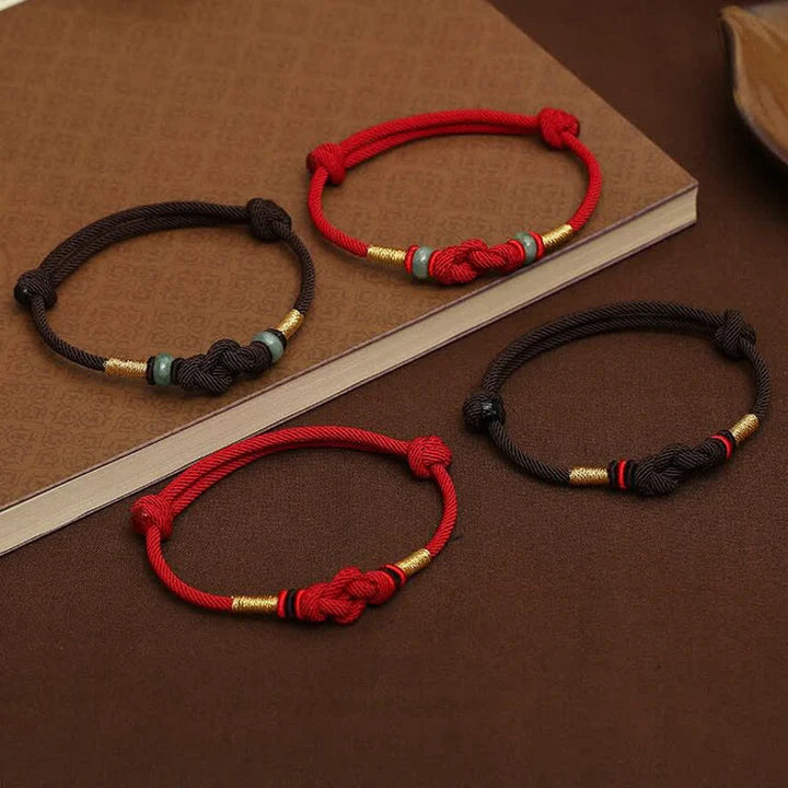 Karma Stone Red String Jade Luck Fortune Knot Braided Couple Bracelet