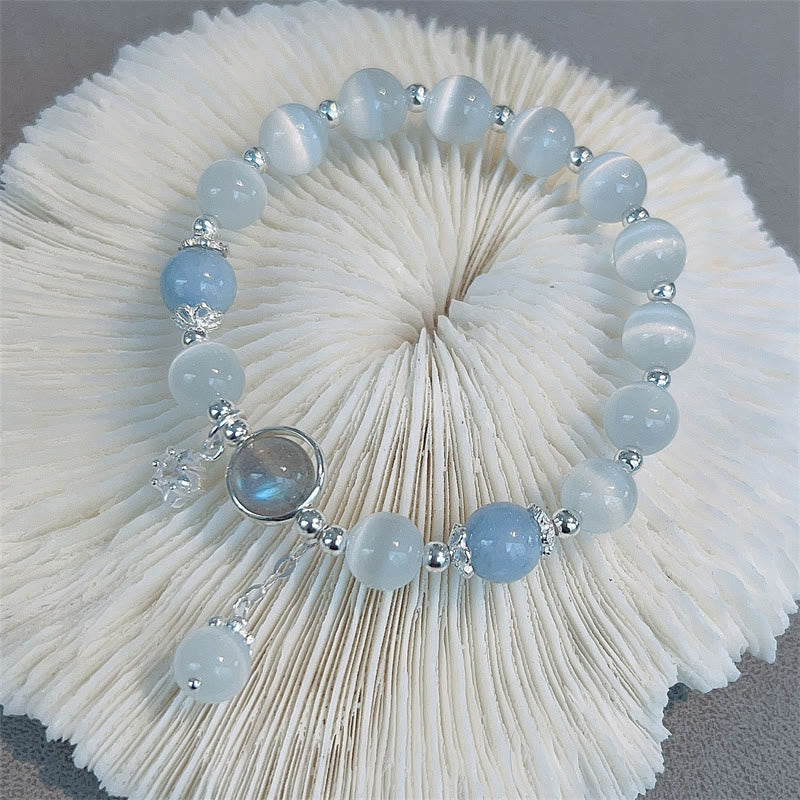 Karma Stone Cat's Eye Moonstone Butterfly Star Charm Support Bracelet