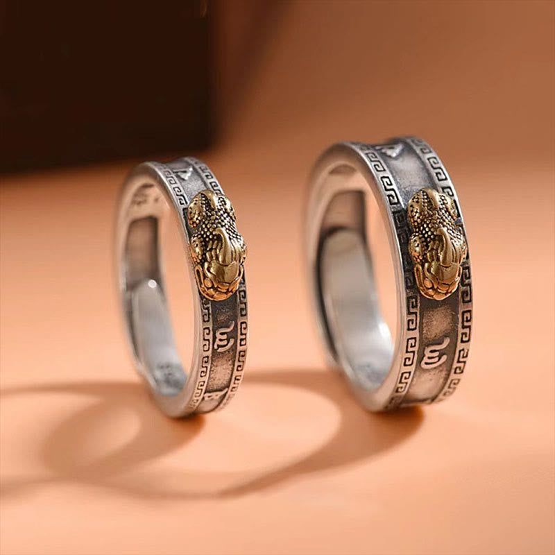 Karma Stone PiXiu Om Mani Padme Hum Heart Sutra Luck Wealth Couple Ring