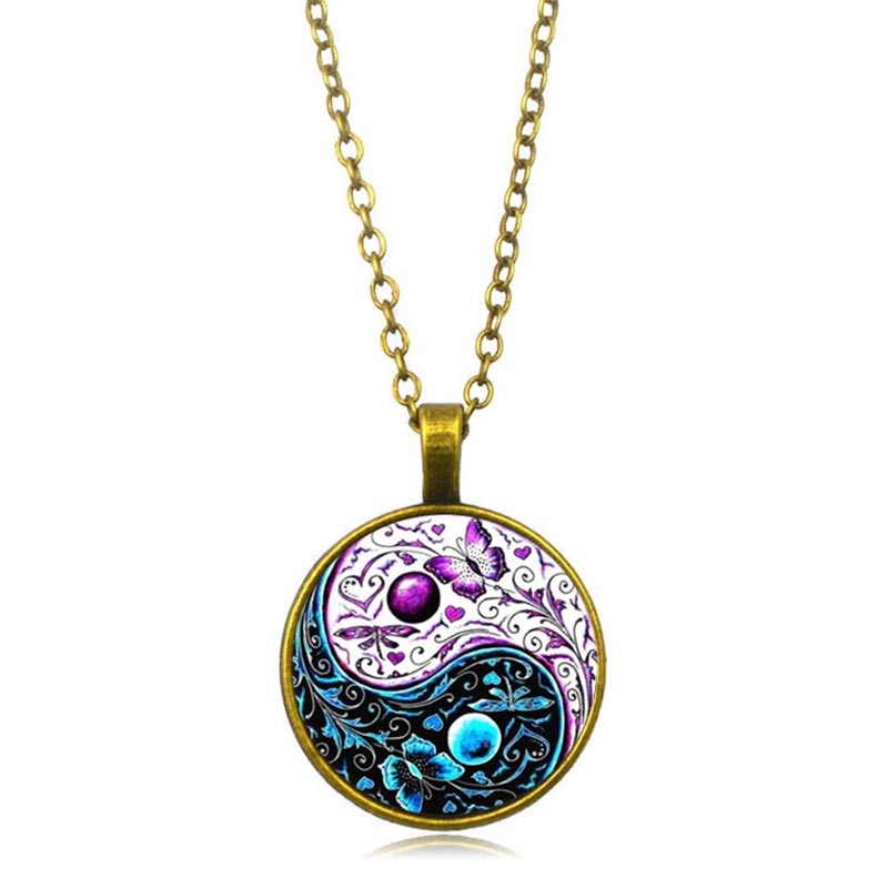 Karma Stone Yin Yang Chain Balance Necklace Pendant