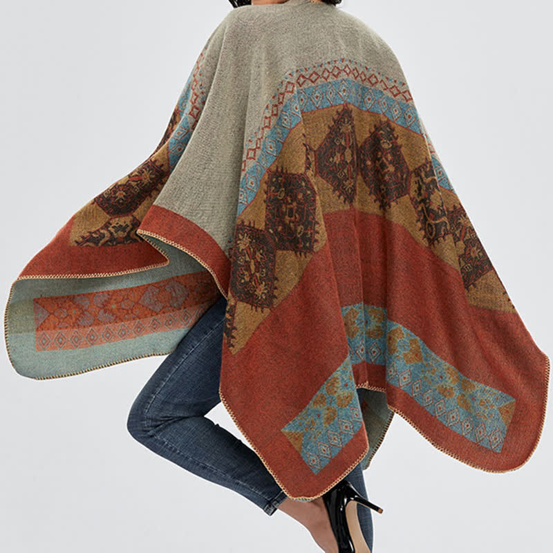 Karma Stone Tibetan Shawl Diamond Pattern Winter Warm Cloak Scarf