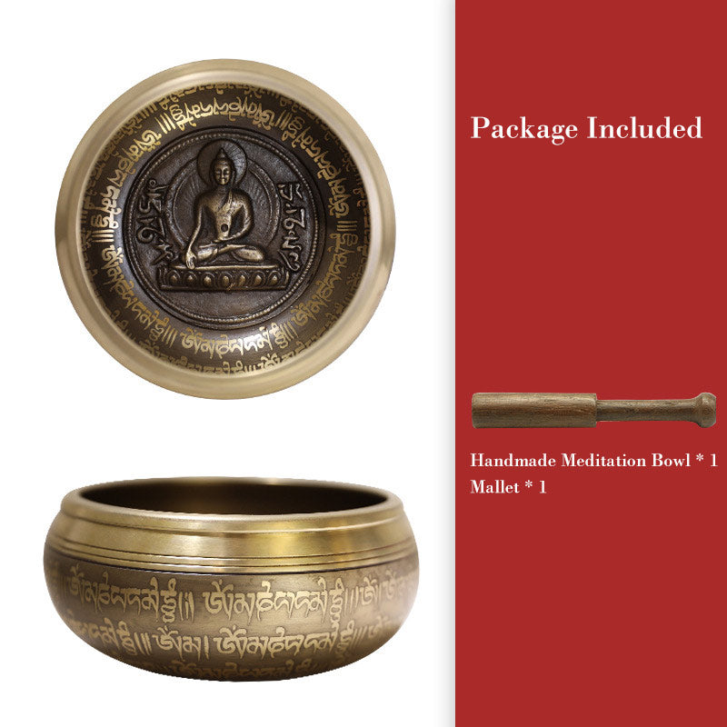 Karma Stone Tibetan Sound Bowl Handcrafted for Focus and Meditation Peaceful Happiness Singing Bowl Set