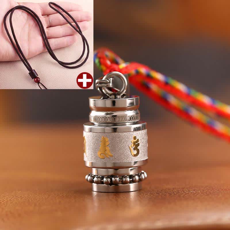 Karma Stone Tibet Om Mani Padme Hum Shurangama Mantra Titanium Steel Wisdom Amulet Necklace Pendant