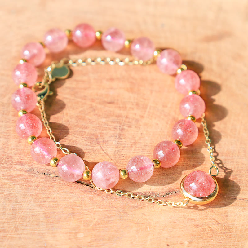 Karma Stone Sun Stone Strawberry Quartz Crystal Positive Bracelet