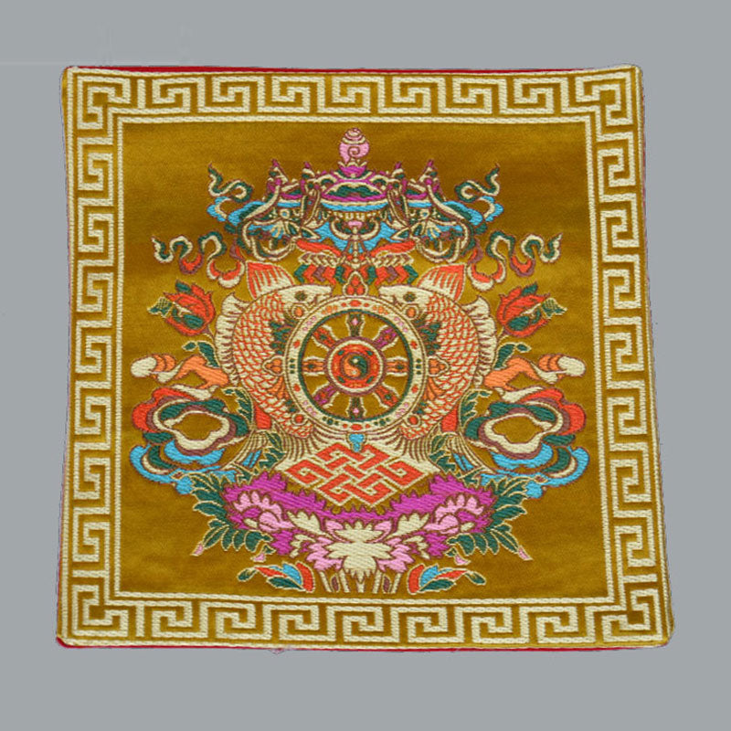 Karma Stone Prayer Altar Mat Healing Meditation Vajra Auspicious Symbols
