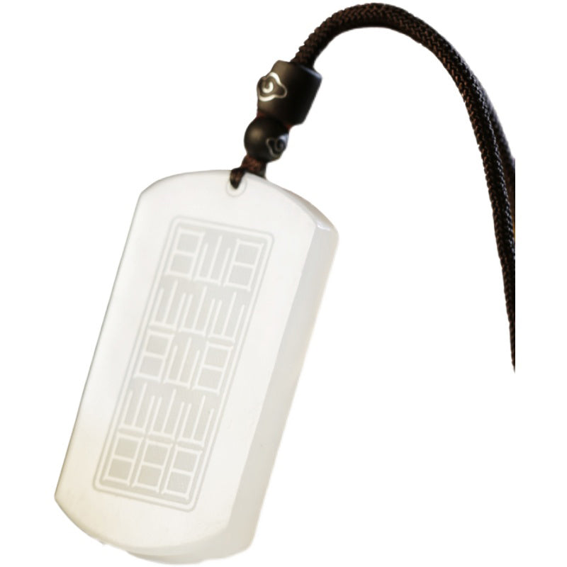 Karma Stone White Jade PiXiu Yin Yang Luck Protection Necklace Pendant