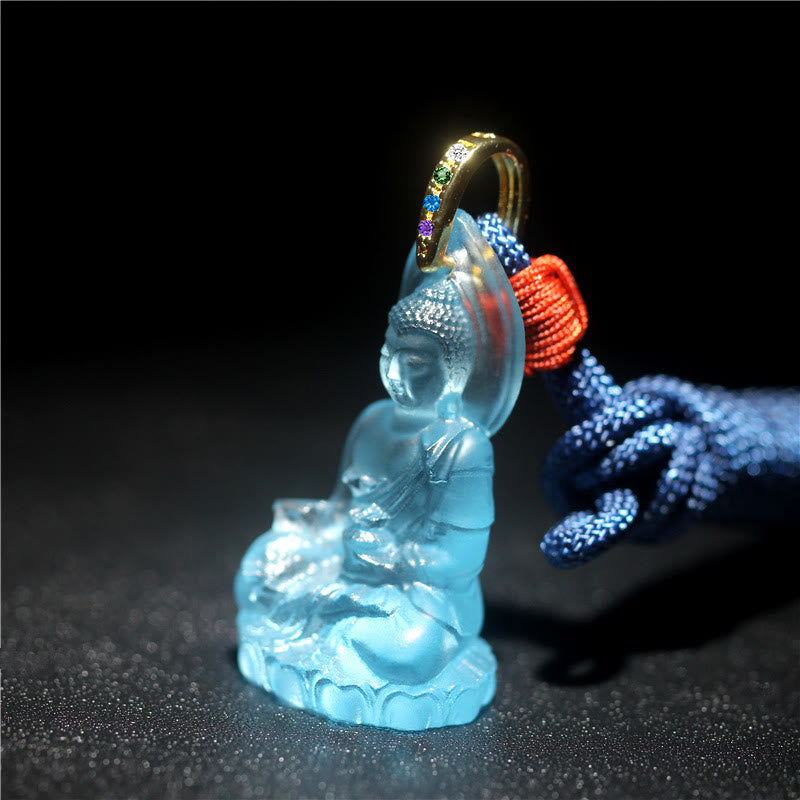 Karma Stone Blue Tathagata Buddha Medicine Buddha Liuli Crystal Serenity Amulet Necklace Pendant