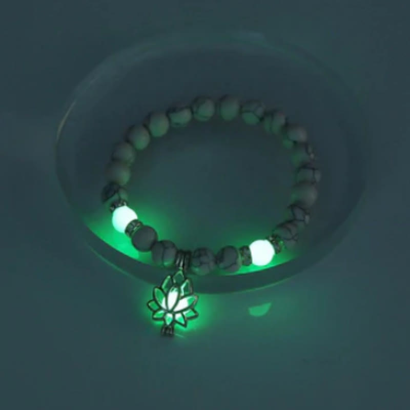 Karma Stone Tibetan Turquoise Glowstone Luminous Bead Lotus Protection Bracelet