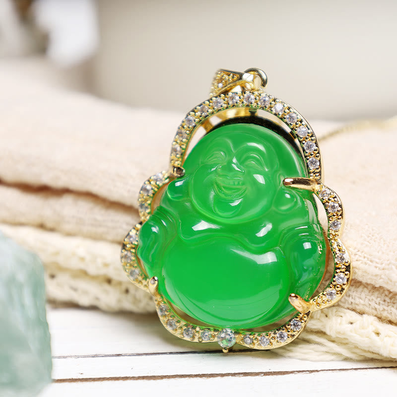 Karma Stone Good Luck Laughing Buddha Necklace