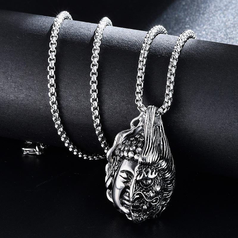 Karma Stone Half Buddha Half Devil Powerful Necklace