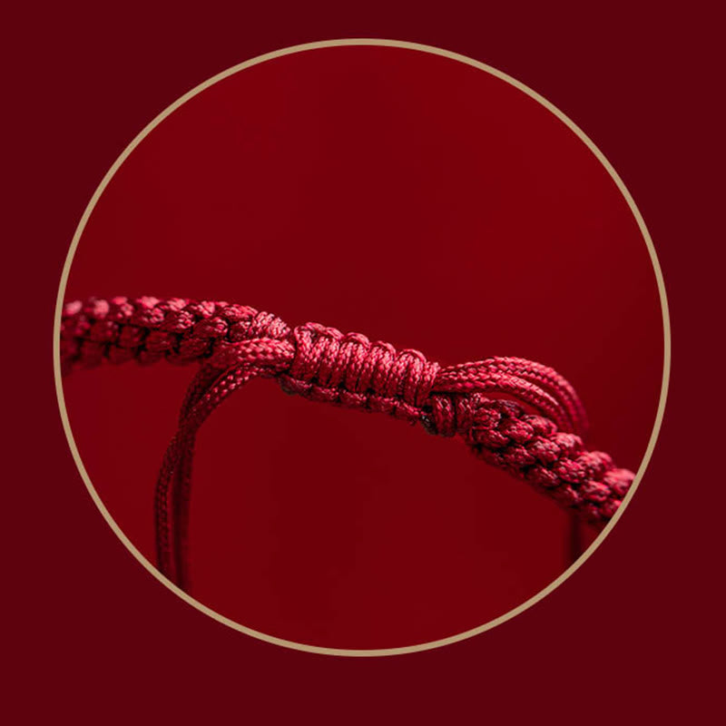 Karma Stone Tibet Cinnabar Om Mani Padme Hum Engraved Blessing Braided Bracelet
