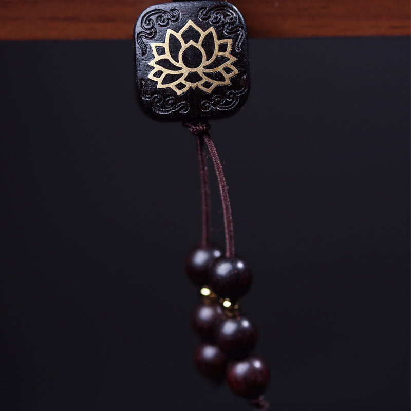 Karma Stone 108 Mala Beads Tibetan Small Leaf Red Sandalwood Lotus Balance Bracelet
