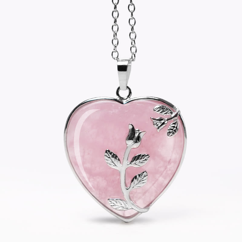 Karma Stone Natural Healing Crystals Heart Pendant Necklaces