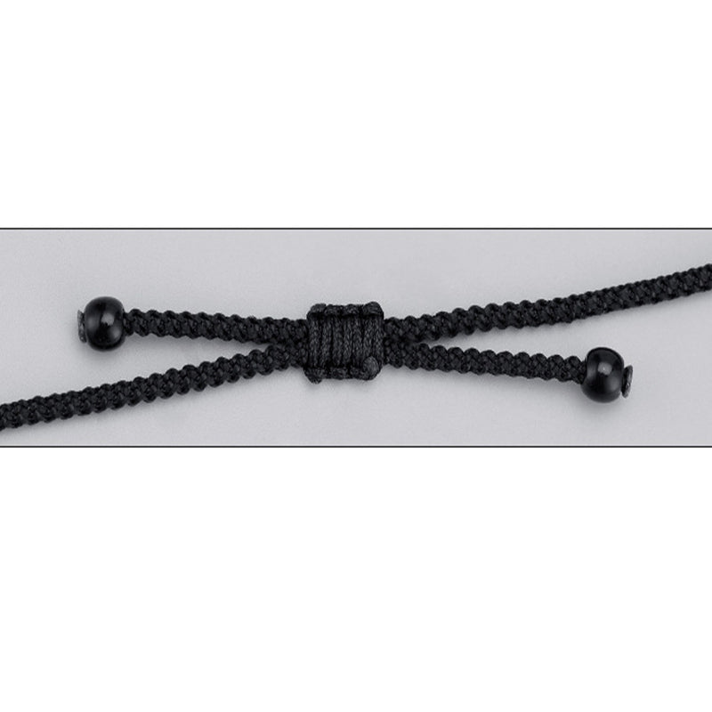 Karma Stone 999 Sterling Silver Nine-Eye Dzi Bead Pattern Protection Rope Necklace Pendant